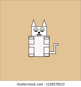 white cat sitting cream colored background