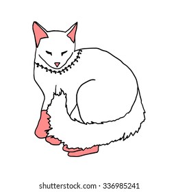 white cat sleeping on white background vector illustration