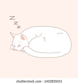 A white cat sleeping. Vector illustration EPS10