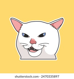 White Cat Vector Cute Illustration