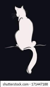 The white cat is watching. Sketch.