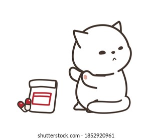 The white cat who don't like taking medicine.
