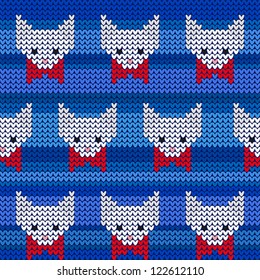 White cats with red ribbons