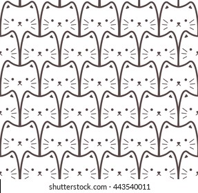 White cats. Seamless cartoon pattern