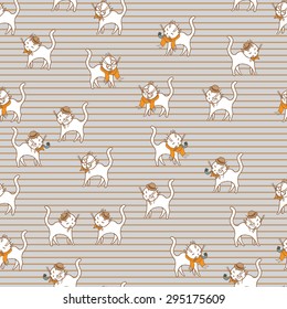 white cats seamless pattern. pets vector illustration for kids design 