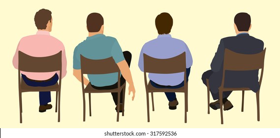 White or Caucasian Sitting in Chairs Viewed from the Back