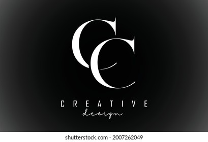 White CC c letters design logotype concept with serif font and elegant style vector illustration. Vector illustration icon with letters C and c.