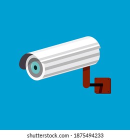 White CCTV isolated on cyan background vector illustration