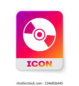 White CD or DVD disk icon isolated on white background. Compact disc sign. Rectangle color button. Vector Illustration