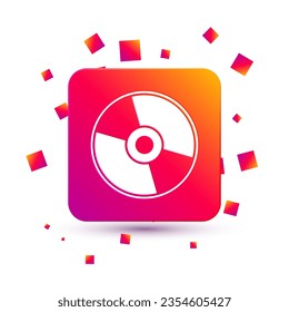 White CD or DVD disk icon isolated on white background. Compact disc sign. Square color button. Vector Illustration