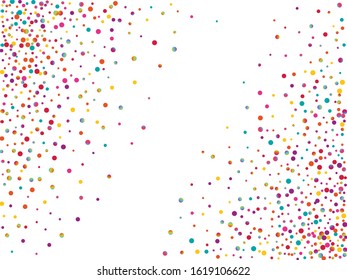 White Celebrate Dot Backdrop. Rainbow Fun Confetti Texture. Celebrate Background. Fun Green Postcard.