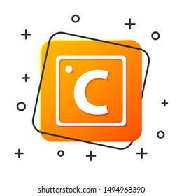 White Celsius icon isolated on white background. Orange square button. Vector Illustration