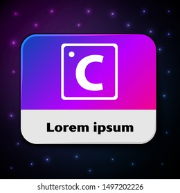 White Celsius icon isolated on black background. Rectangle color button. Vector Illustration