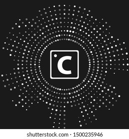 White Celsius icon isolated on grey background. Abstract circle random dots. Vector Illustration