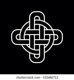  White Celtic knot on the black background for design. Vector