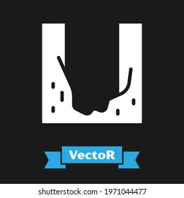 White Cemetery digged grave hole icon isolated on black background.  Vector