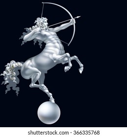 White centaur on a black background / Tinting paints - on a separate layer, color or blending mode can be changed