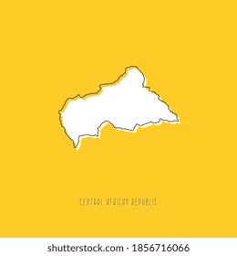 White CENTRAL AFRICAN REPUBLIC country map with black outline on yellow background. Simple geographic territory template concept. Vector ilustration easy to edit and customize. EPS10