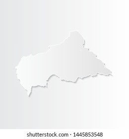 White Central African Republic map-countries. Vector paper map of Central African Republic on a gray background. Vector illustration.