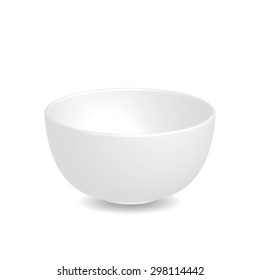 White ceramic bowl on white background, vector, illustration.