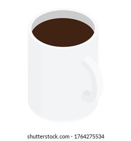 taza de café de cerámica blanca. Aislado sobre un blanco. Vector. Vista isométrica