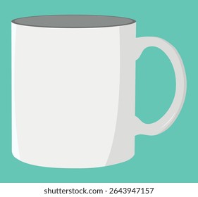 Vetor de caneca de café cerâmica branca no fundo de Aqua - Ilustração de EPS para maquete, branding, Merch, e exposição do produto