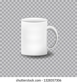 White ceramic cup, mug, isolated on transparent background, mock up template