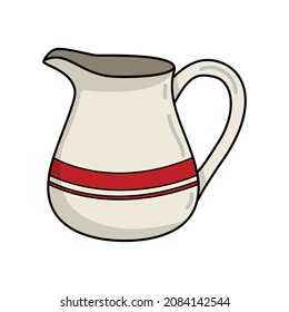 White ceramic Jug or creamer with red stripe