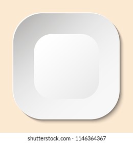 White ceramic or plastic square saucer. Isolated on a pink background. Vector illustration