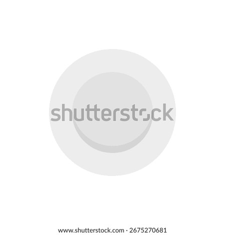 White ceramic round plate icon. Vector illustration.