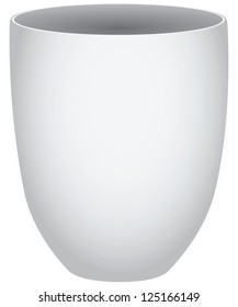 White ceramic tea cup for home and cafe. Vector illustration.