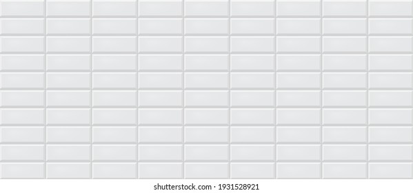 White ceramic tiles pattern, abstract background vector