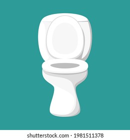 White ceramic toilet bowl, vector illustration.