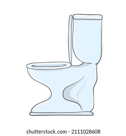 white ceramic toilet  hand drawn for bath design