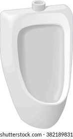 White ceramic urinal on a white background