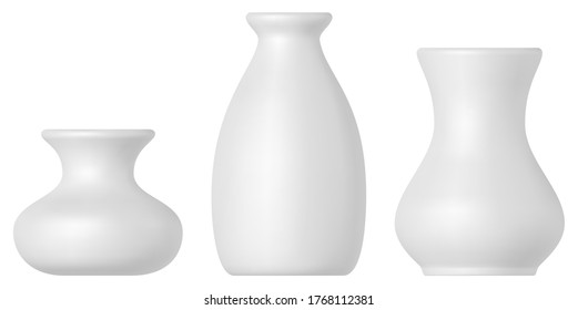 White ceramic vase isolated on white background