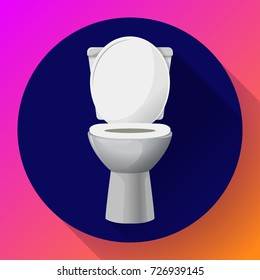 White ceramics vector toilet bowl icon. modern toilet in flat style. Vector illustration