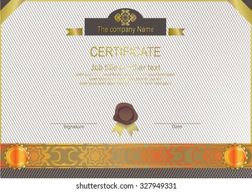 White certificate with gold colorful elements