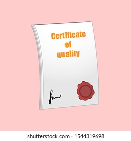 White certificate of quality icon