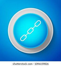 White Chain link icon isolated on blue background. Link single. Circle blue button with white line. Vector Illustration