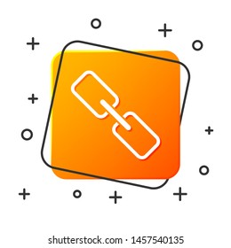 White Chain link icon isolated on white background. Link single. Hyperlink chain symbol. Orange square button. Vector Illustration