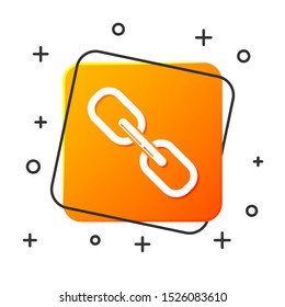 White Chain link icon isolated on white background. Link single. Orange square button. Vector Illustration