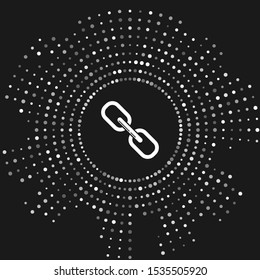 White Chain link icon isolated on grey background. Link single. Abstract circle random dots. Vector Illustration