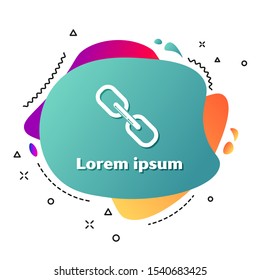 White Chain link icon isolated on white background. Link single. Abstract banner with liquid shapes. Vector Illustration