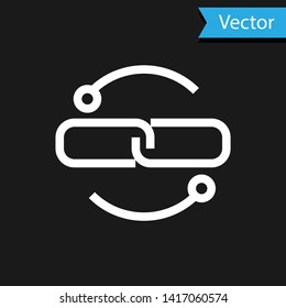 White Chain link line icon isolated on black background. Link single. Vector Illustration
