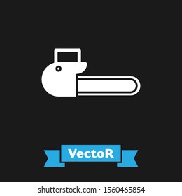 White Chainsaw icon isolated on black background.  Vector Illustration