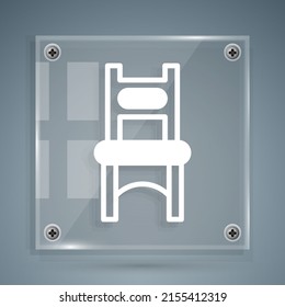 White Chair Icon Isolated On Grey Background. Square Glass Panels. Vector