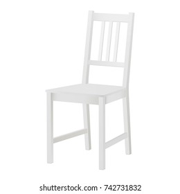 White Chair Mockup Isolated. White Wood Chair. White Blank Kitchen Chair. Vector Illustration