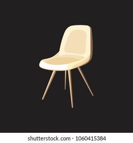 White chair on a black background. Stylish self. Isolated object. Vector.

