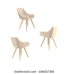 White chairs in different angles. Isolated icons. Vector illustration

